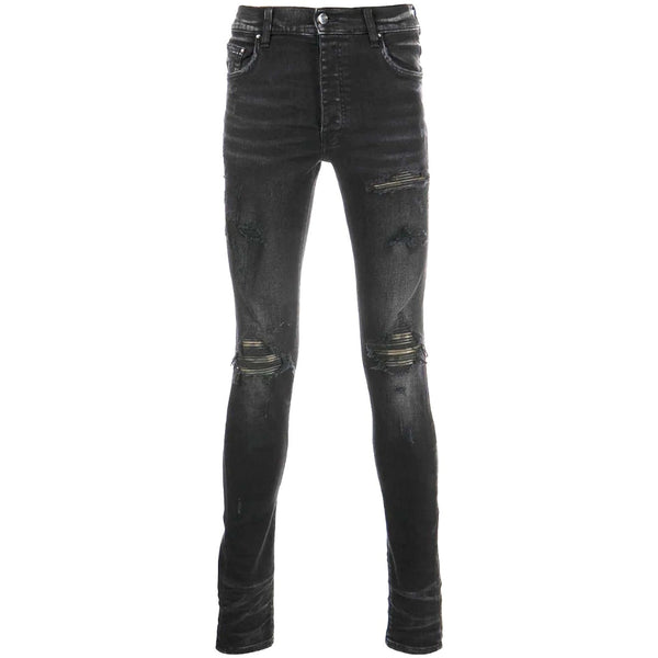 Amiri Leather Camo Mx1 Aged Black Jeans